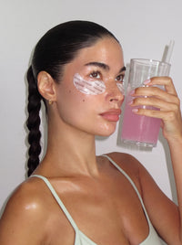 Glow Undereye Patches worn during a morning routine