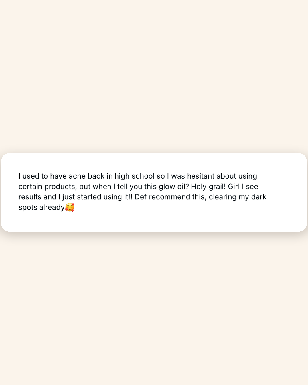 Customer review — Glow Oil cleared dark spots