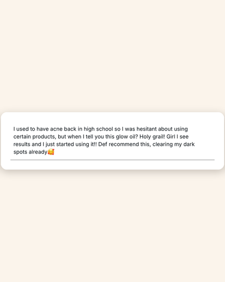 Customer review — Glow Oil cleared dark spots